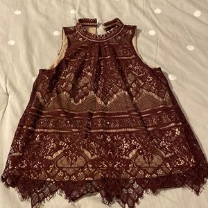 Maroon lacy tank blouse